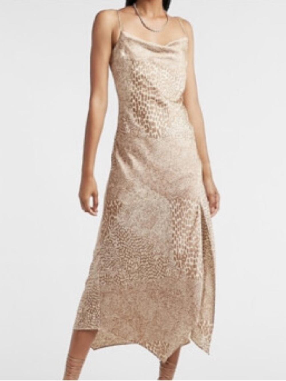 Express - Champagne Midi Slip Dress